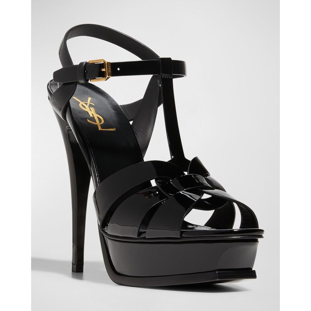 YSL Saint Laurent size 6 (36) Tribute patent T-strap platforms - EUC